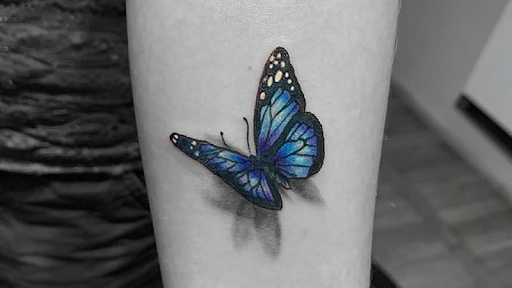A common tattoo is a blue butterfly.
